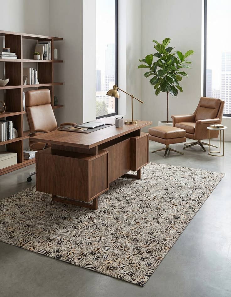 Detail image of 5' 1 x 8' Cowhide Leather Rug