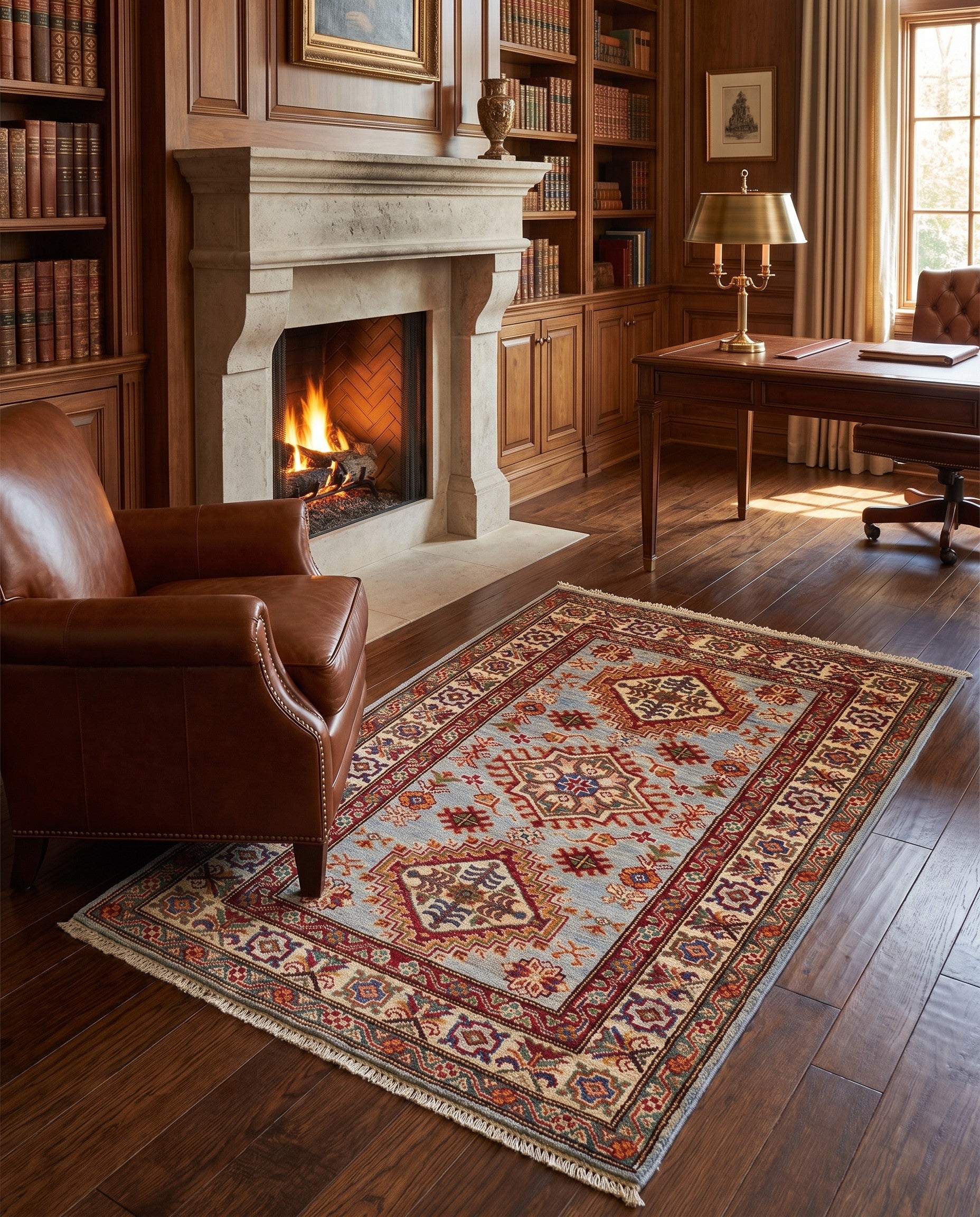 2' 11 x 4' 4 Hand Knotted Kazak Rug