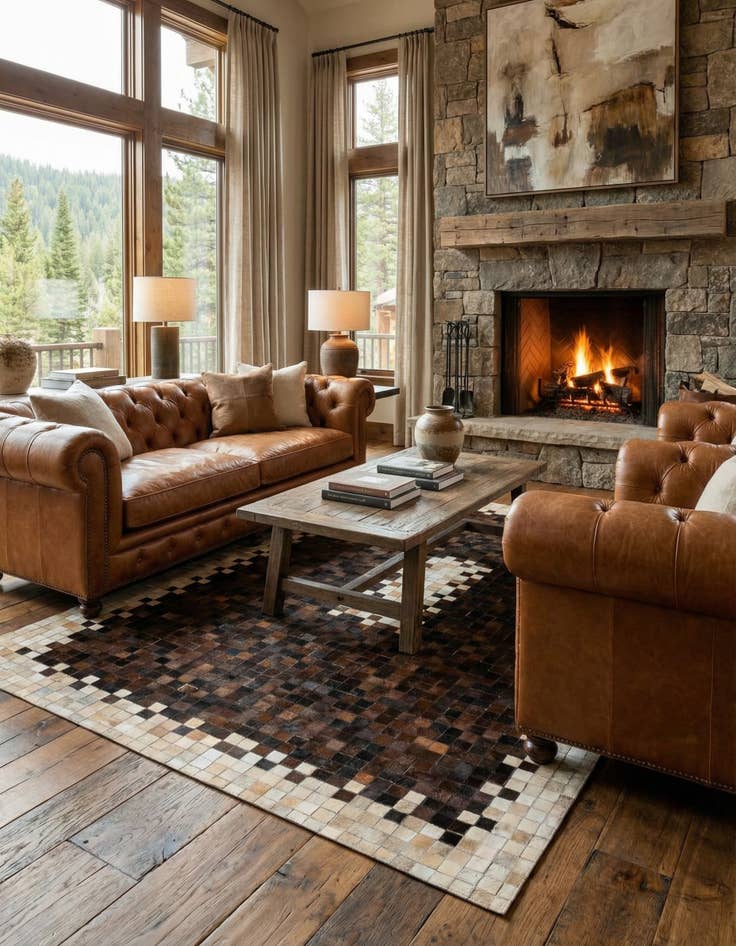 Detail image of 5' 3 x 8' Cowhide Stocks Rug