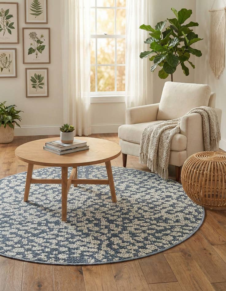 Detail image of 3' 1 x 3' 1  Washable Safari Indoor / Outdoor Round Rug