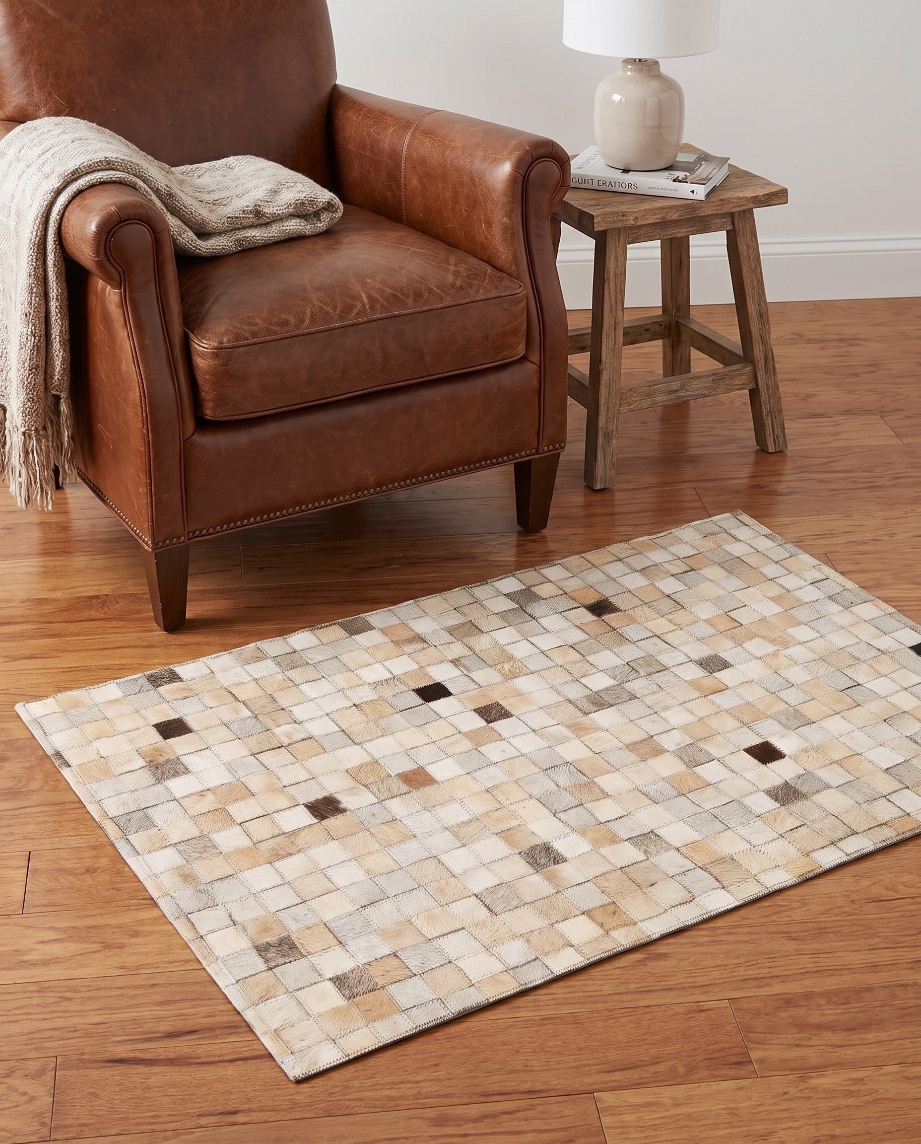 2' x 3' Cowhide Leather Rug