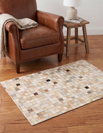2' x 3' Cowhide Leather Rug
