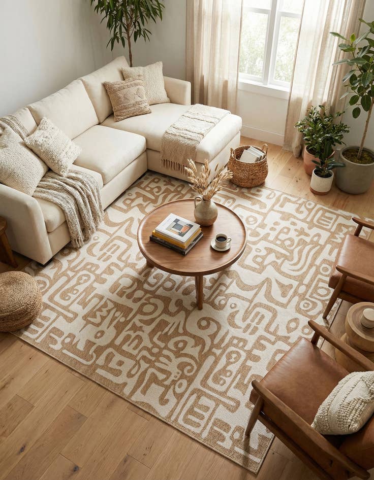 Detail image of 10' x 10'  Washable Modern Indoor / Outdoor Square Rug