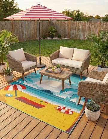 7' 10 x 10' Easy-Clean Coastal Indoor / Outdoor Rug