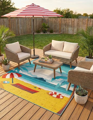 7' 10 x 10' Easy-Clean Coastal Indoor / Outdoor Rug