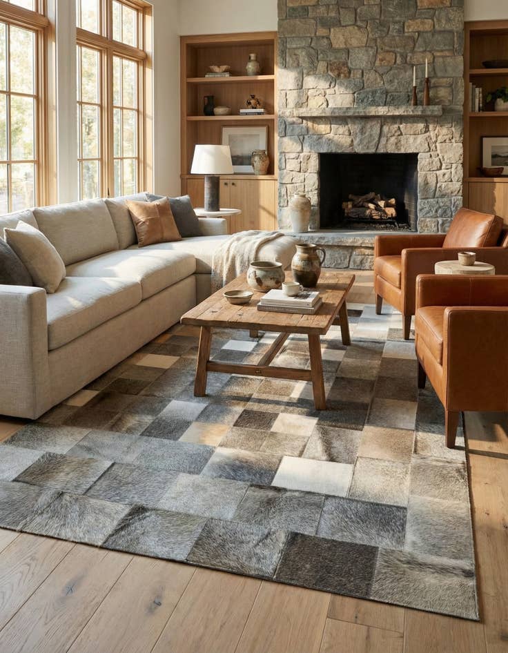 Detail image of 5' x 8' Cowhide - Patchwork Rug