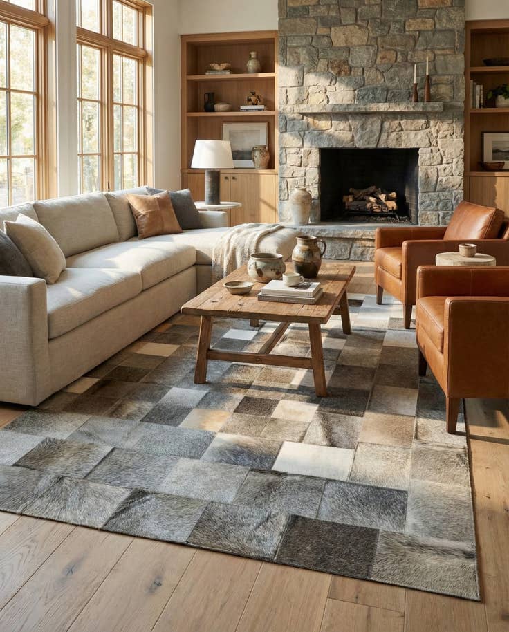 Detail image of 5' x 8' Cowhide - Patchwork Rug
