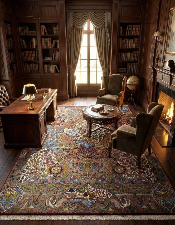 Detail image of  9' 8 x 13' 2  Hand Knotted Kashmar Persian Wool Rug