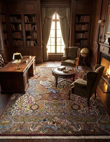 9' 8 x 13' 2 Hand Knotted Kashmar Persian Wool Rug