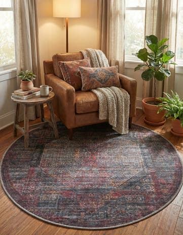 4' x 4' Washable Mangata Round Rug
