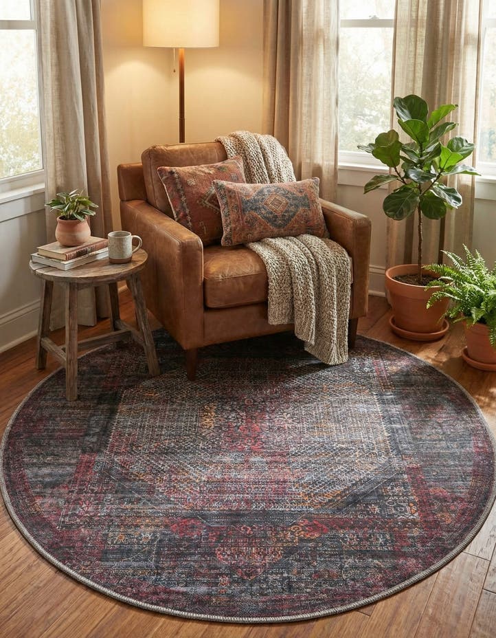 4' x 4' Washable Mangata Round Rug