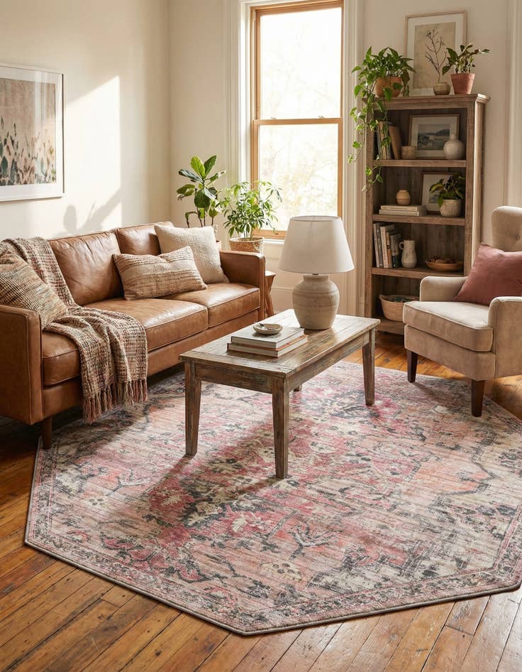 Detail image of 7' 10 x 7' 10  Washable Nostalgia Octagon Rug