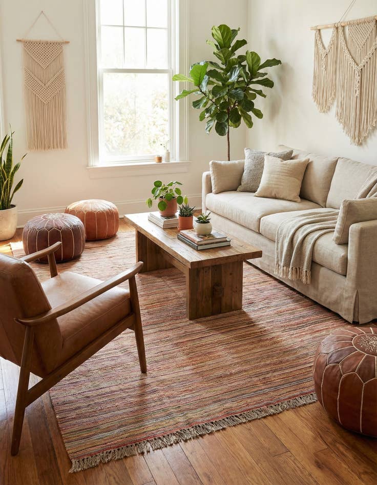 Detail image of  5' 8 x 8' 2  Hand Woven Kilim Modern Wool Rug