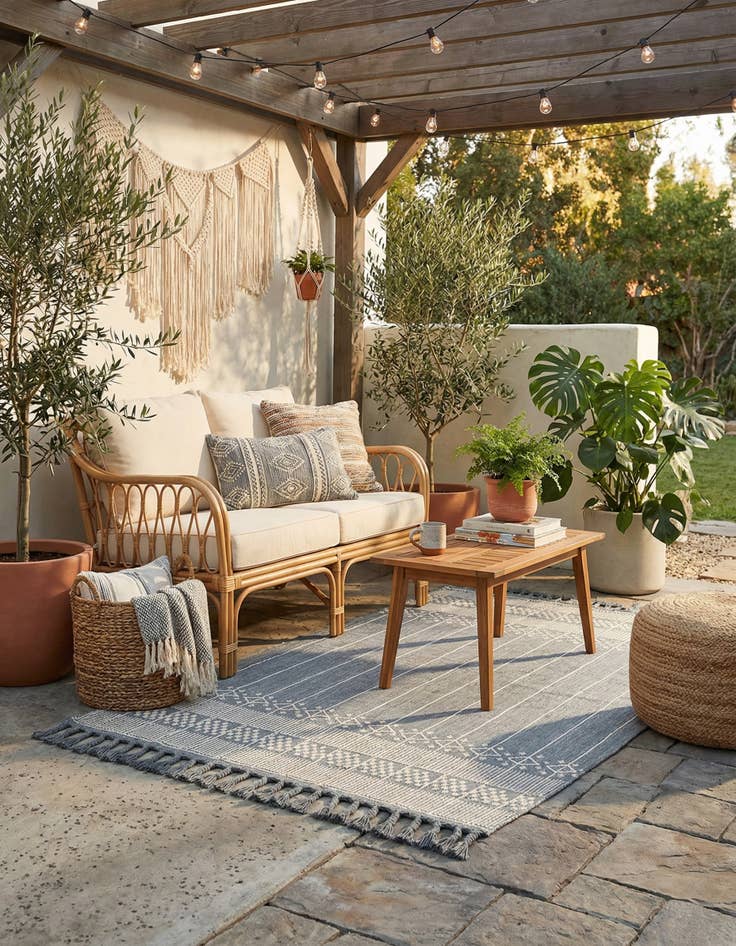 Detail image of 5' 1 x 8'  Washable Eco Bohemian Indoor / Outdoor Rug