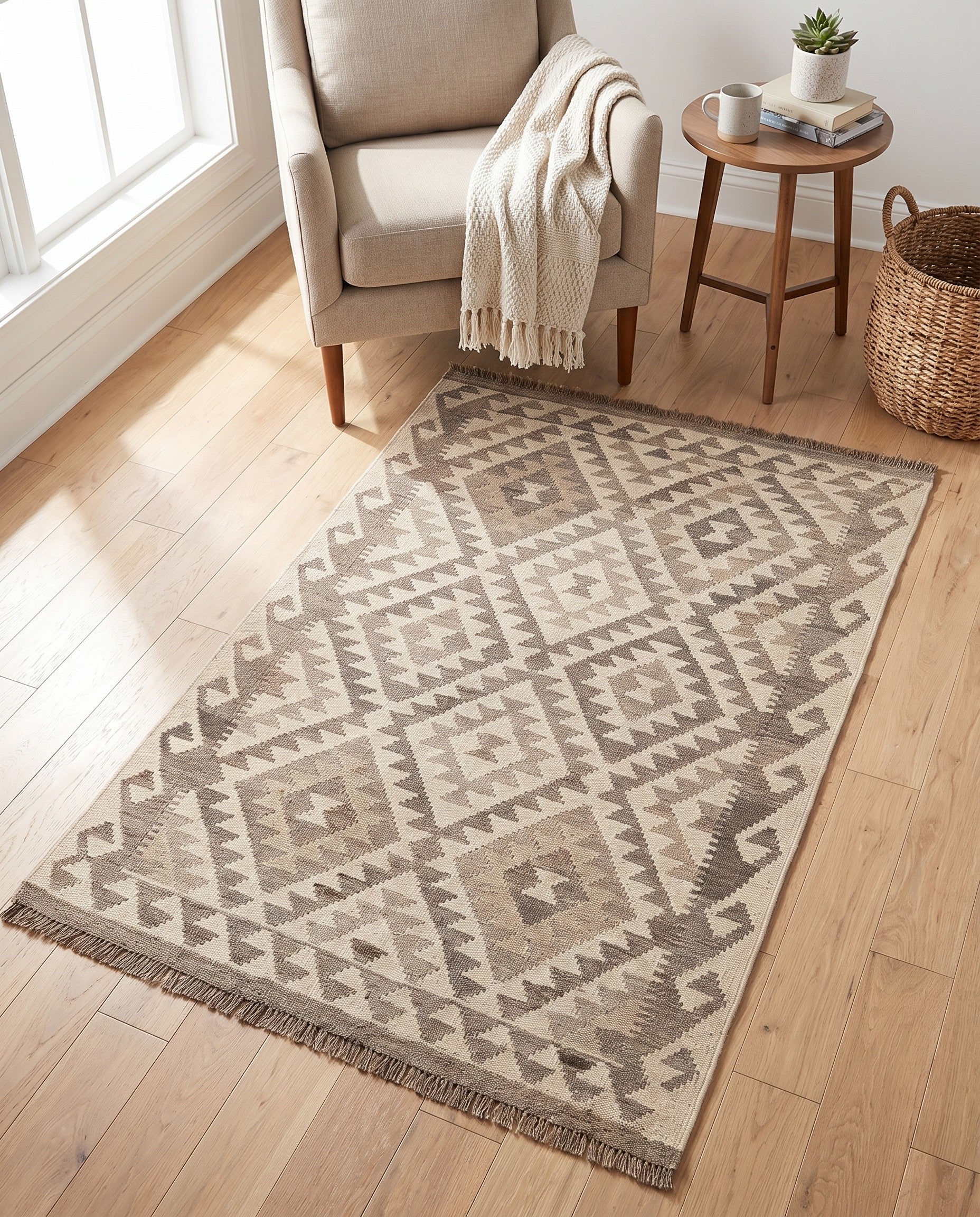 3' 5 x 5' 1 Hand Woven Kilim Maymana Wool Rug