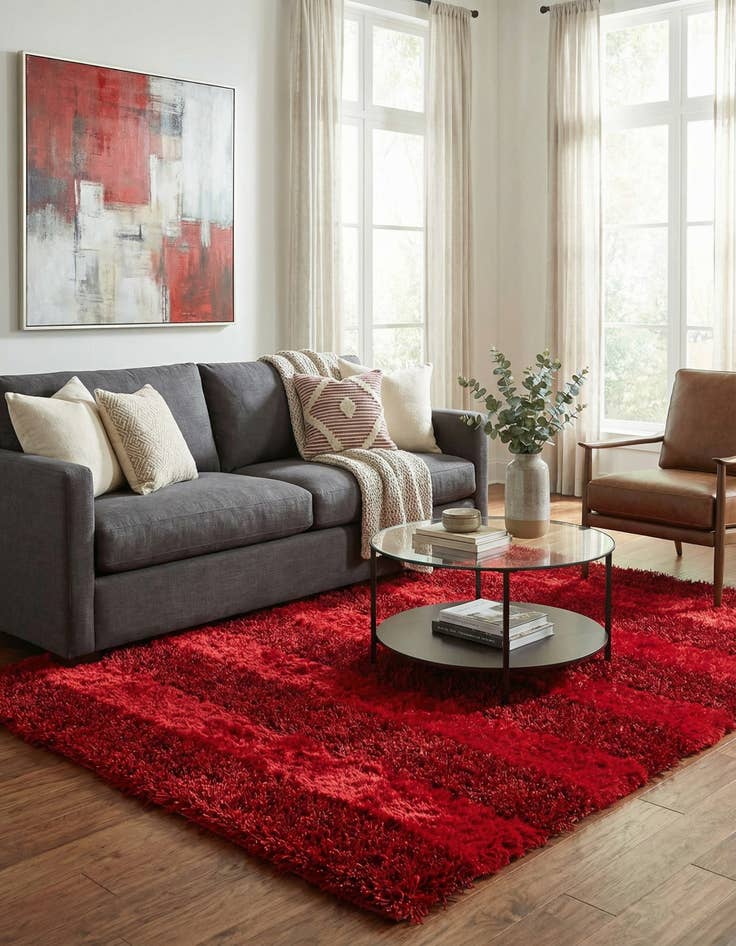 Detail image of 5' 2 x 6' 7  Hand Knotted Solid Shag Oriental Rug