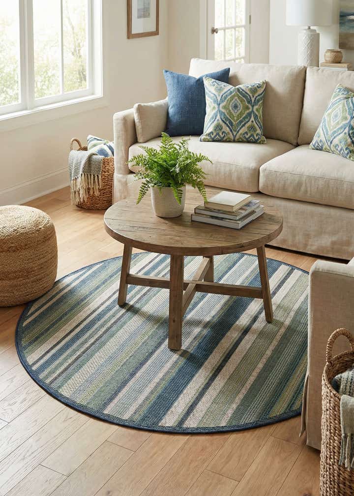 5' 3 x 5' 3 Easy-Clean Baja Indoor / Outdoor Round Rug