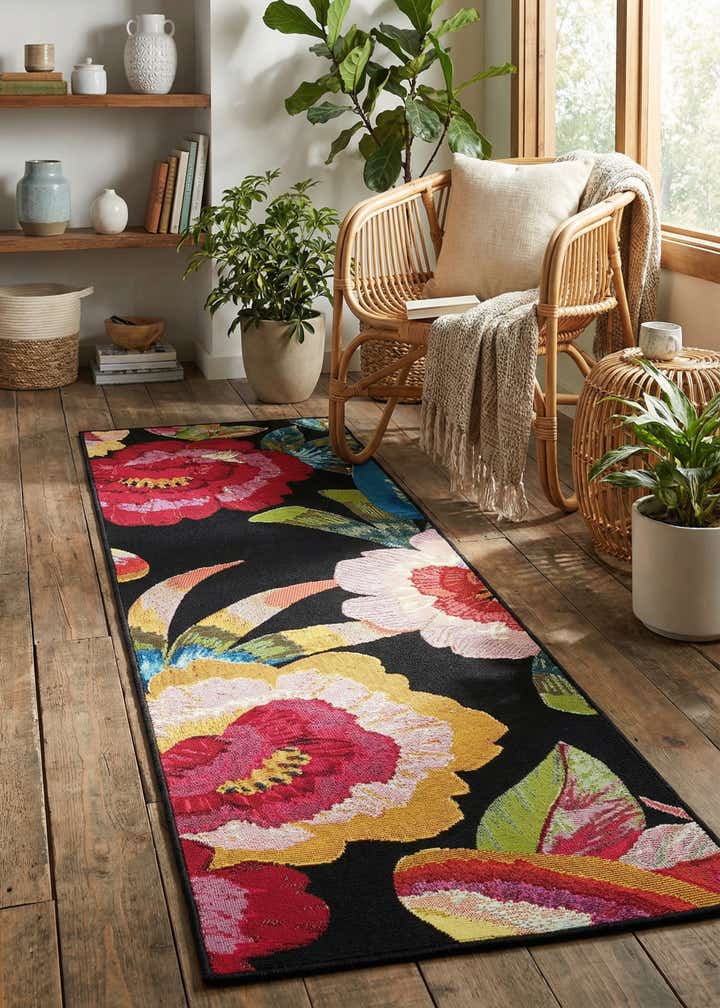 2' x 5' Easy-Clean Botanical Indoor / Outdoor Runner Rug