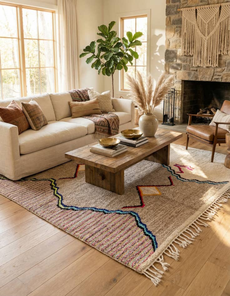 Detail image of 5' 7 x 8' 5  Hand Knotted Moroccan Wool Rug