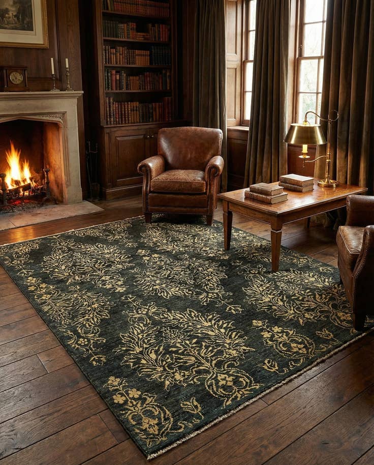 Detail image of 4' 10 x 6' 3 Hand Knotted Peshawar Ziegler Oriental Rug