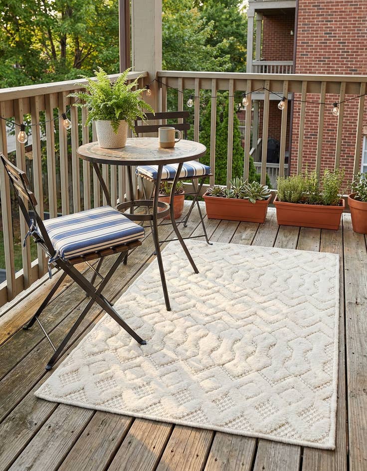 Detail image of 2' x 3'  Washable Trellis Textured Indoor / Outdoor Rug