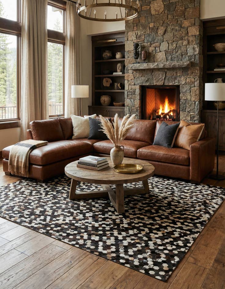 Detail image of 8' x 10' Cowhide Leather Rug