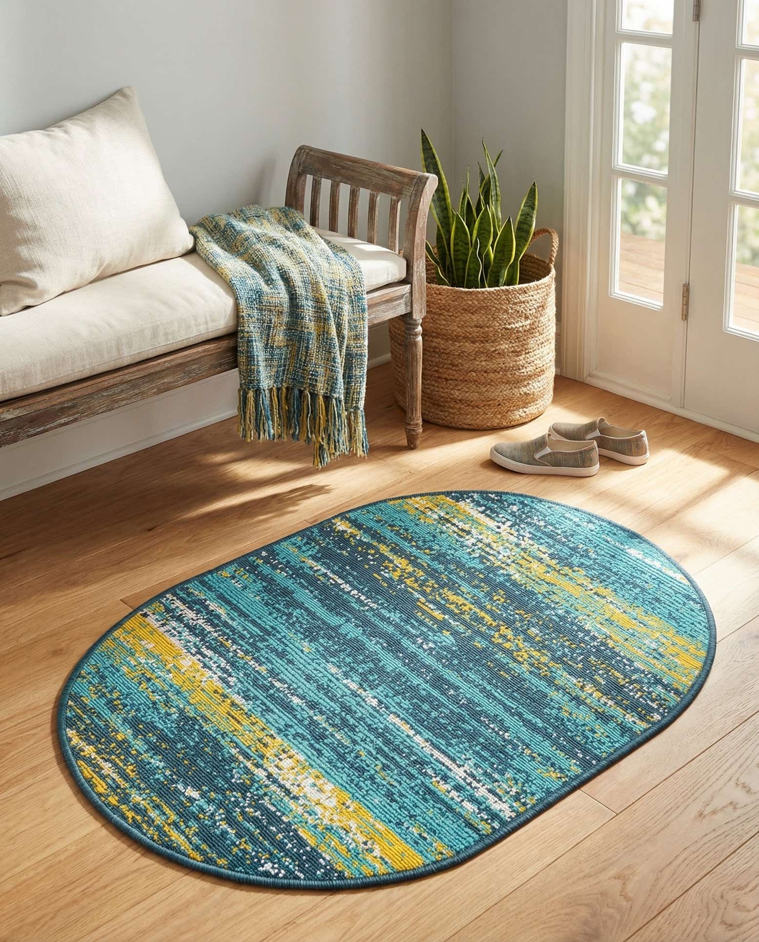 2' x 3' Easy-Clean Coastal Indoor / Outdoor Oval Rug