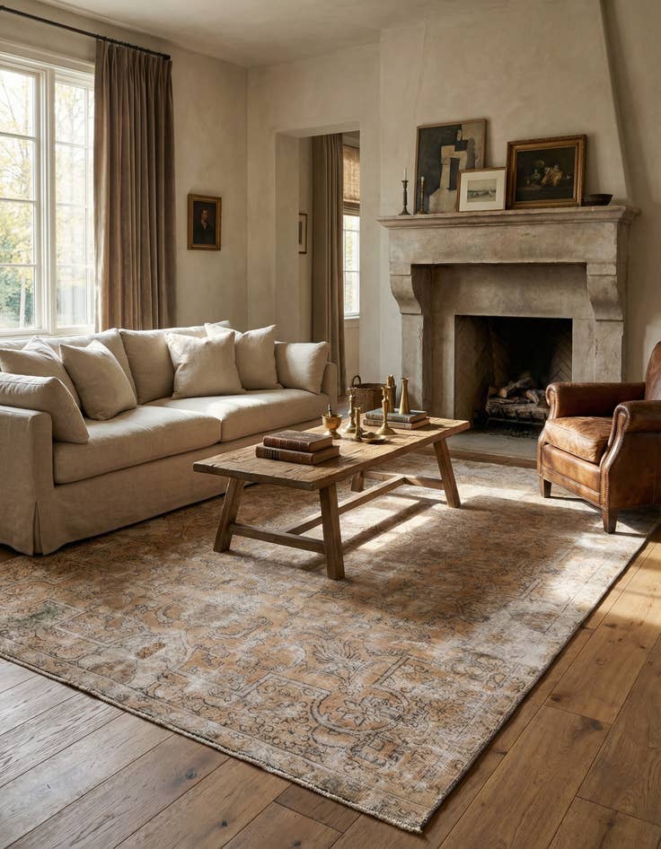 Detail image of  7' 6 x 10' 9  Hand Knotted Ultra Vintage Persian Wool Rug