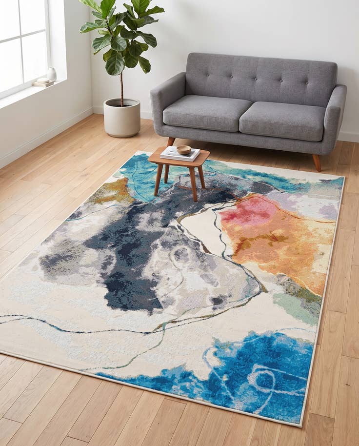 Detail image of 4' 1 x 6' 1 Easy-Clean Modern Indoor / Outdoor Rug