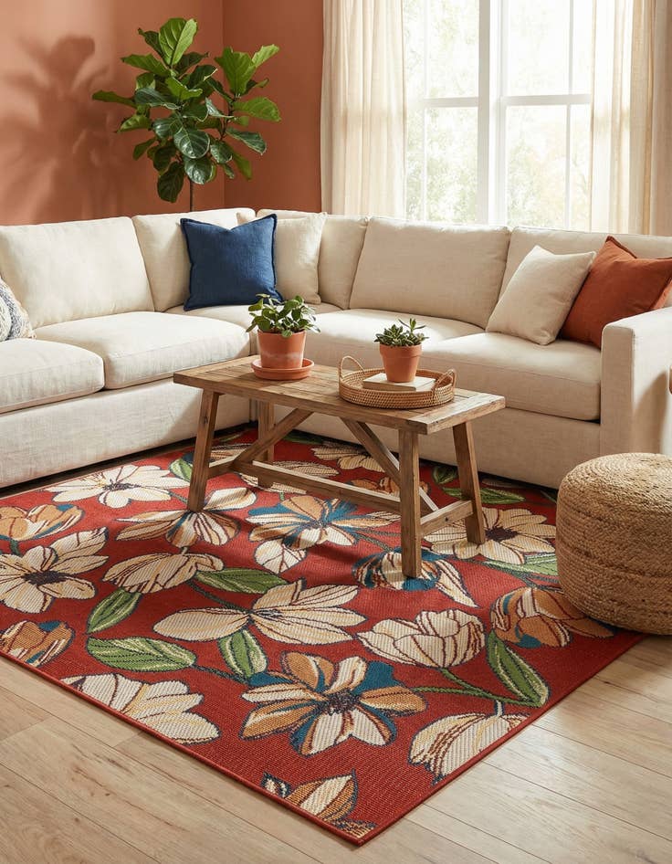Detail image of 7' 10 x 7' 10 Easy-Clean Baja Indoor / Outdoor Square Rug