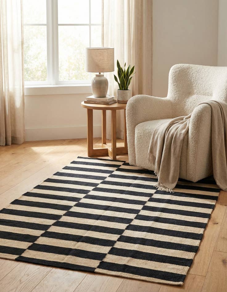 Detail image of 3' 5 x 4' 10  Hand Woven Kilim Modern Wool Rug