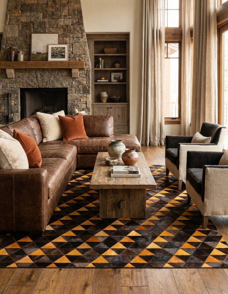 Detail image of 5' x 8' Cowhide Stocks Rug