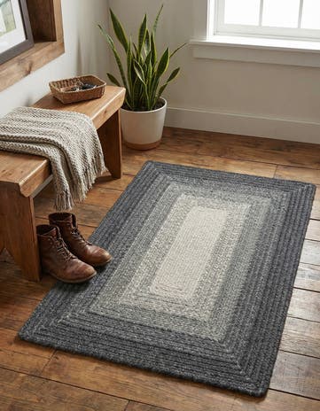 2' x 3' 1 Handmade Hand Braided Wool Rug