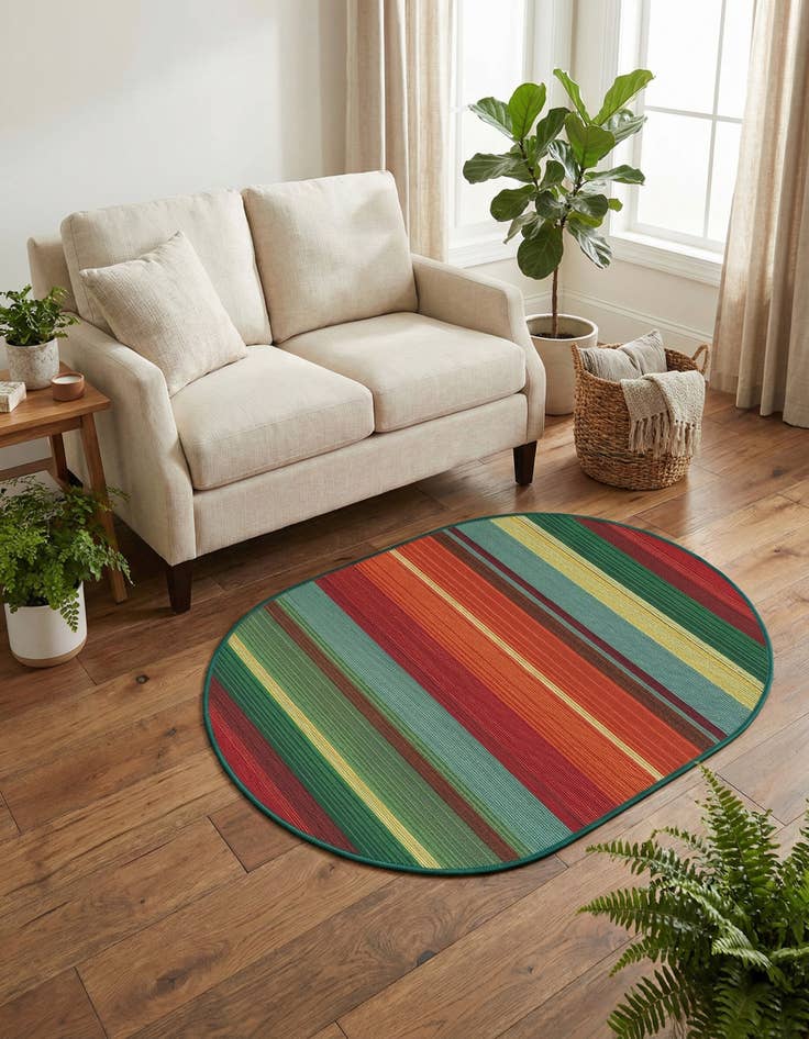 Detail image of 2' 2 x 3'  Washable Modern Indoor / Outdoor Oval Rug