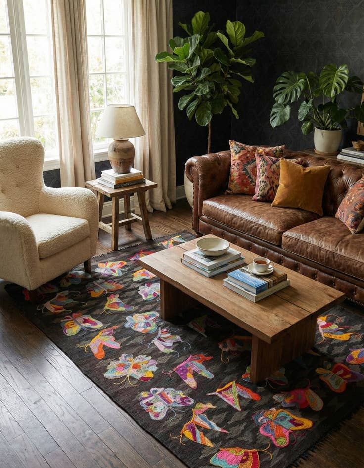 Detail image of 4' 8 x 6' 8  Hand Woven Kilim Suzani Wool Rug