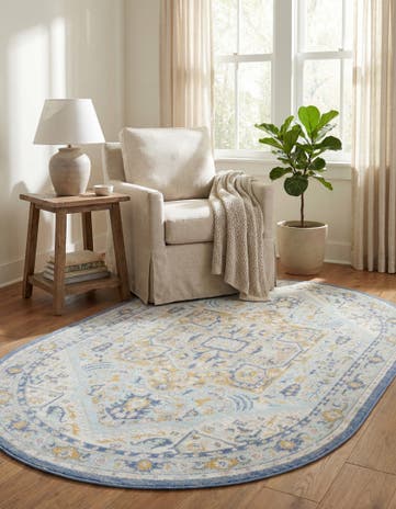 Sky blue Whitney Oval Rug