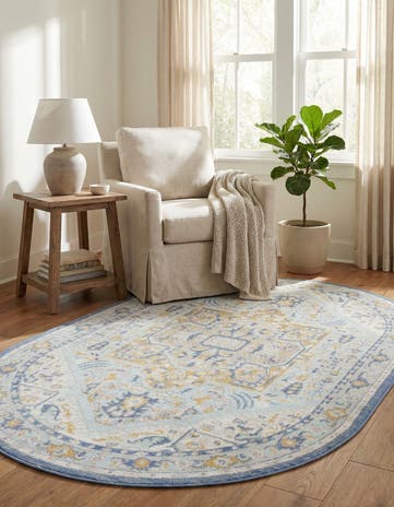 Sky blue Whitney Oval Rug