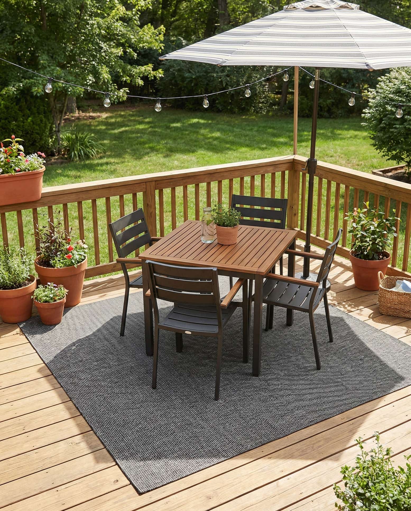 7' 10 x 7' 10 Easy-Clean Solid Indoor / Outdoor Square Rug