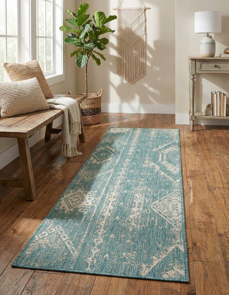 Detail image of  2' x 8'  Washable Bohemian Indoor / Outdoor Runner Rug