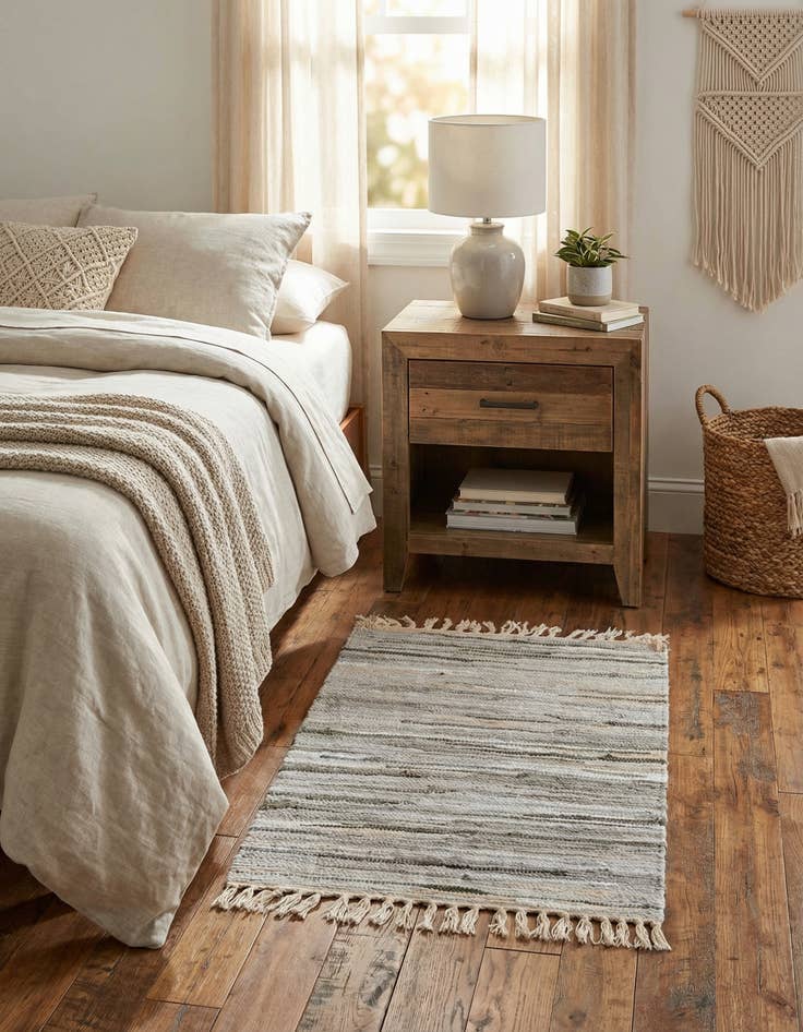 Detail image of  2' 2 x 3'  Hand Woven Chindi Cotton Rug