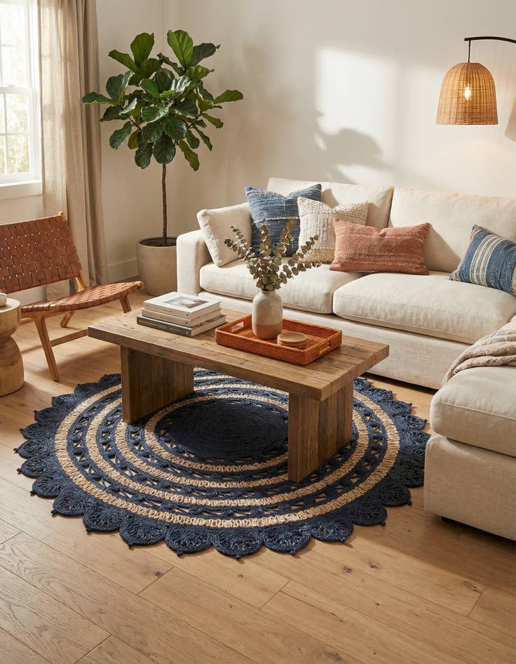 Detail image of 7' 10 x 7' 10  Hand Braided Jute Round Rug