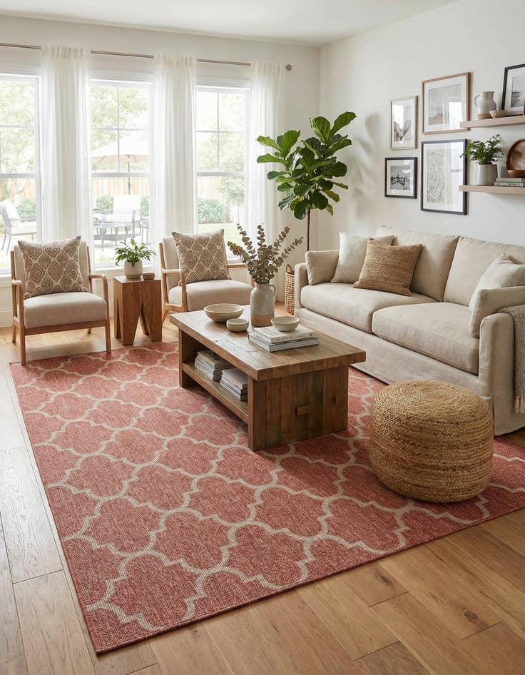 Detail image of 7' 10 x 11'  Washable Trellis Indoor / Outdoor Rug