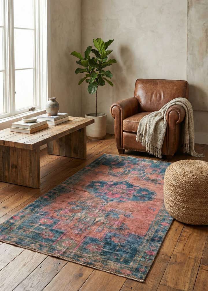 4' x 8' 7 Hand Knotted Ultra Vintage Persian Wool Runner Rug