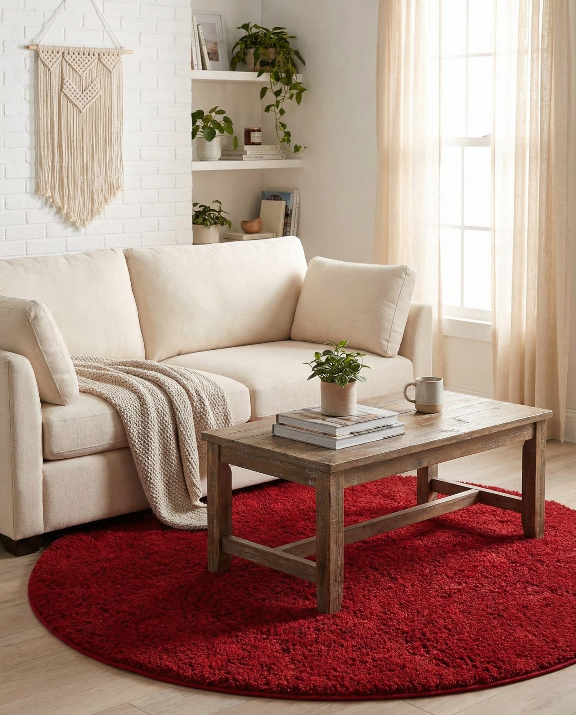  3' 3 x 3' 3 Botanical Shag Round Rug