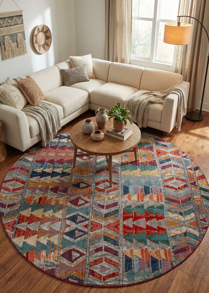 12' x 12' Easy-Clean Modern Indoor / Outdoor Round Rug