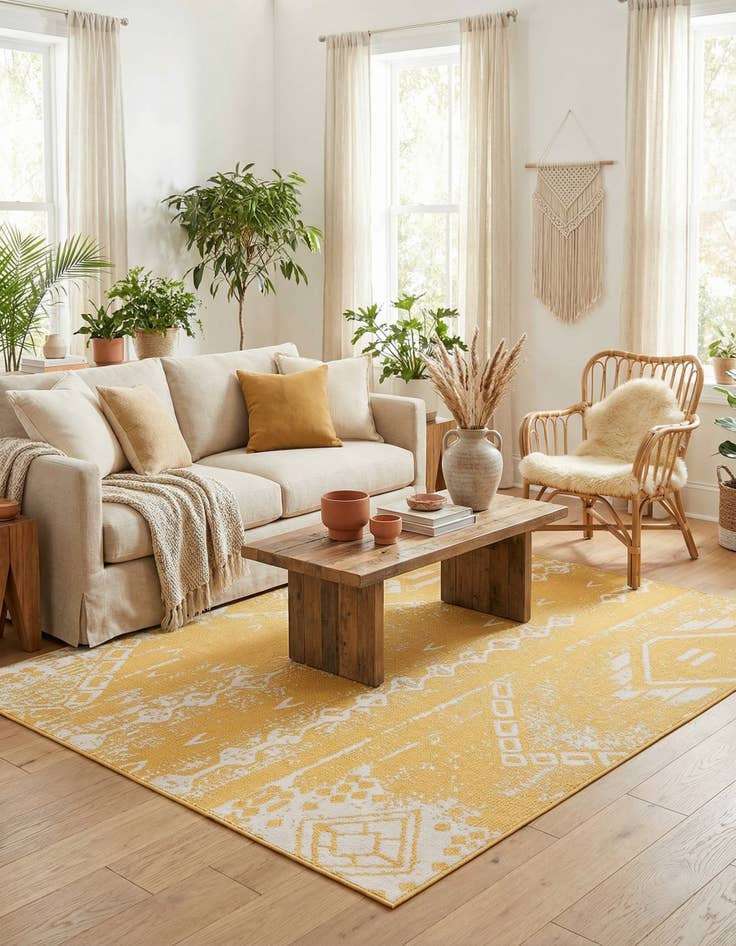 Detail image of 7' x 10'  Washable Bohemian Indoor / Outdoor Rug