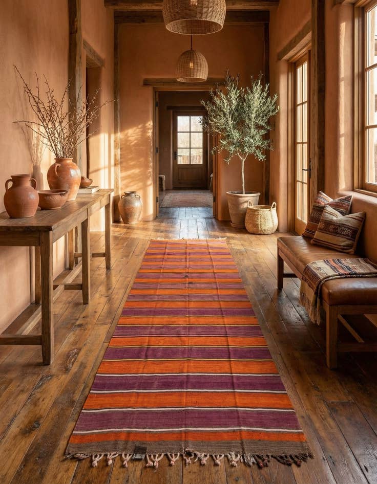 Detail image of 6' 3 x 9' 4  Hand Woven Kilim Fars Wool Runner Rug