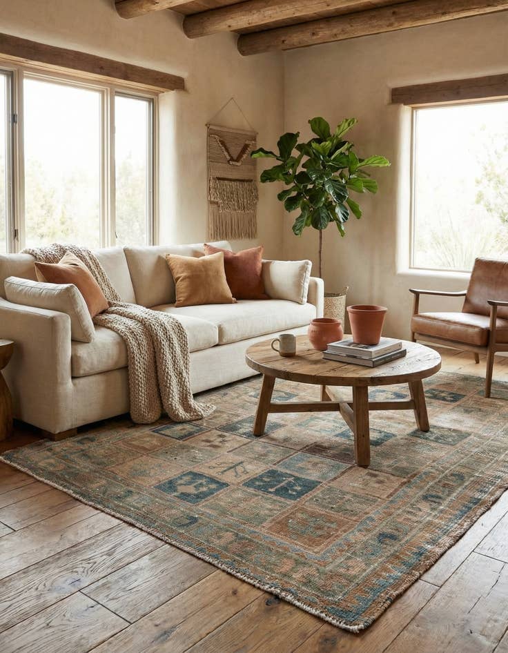 Detail image of  4' 3 x 6' 6  Hand Knotted Ultra Vintage Persian Wool Rug