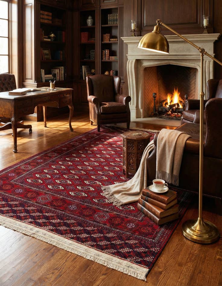 Detail image of 6' x 9'  Hand Knotted Torkaman Persian Wool Rug