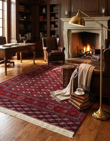 6' x 9' Hand Knotted Torkaman Persian Wool Rug